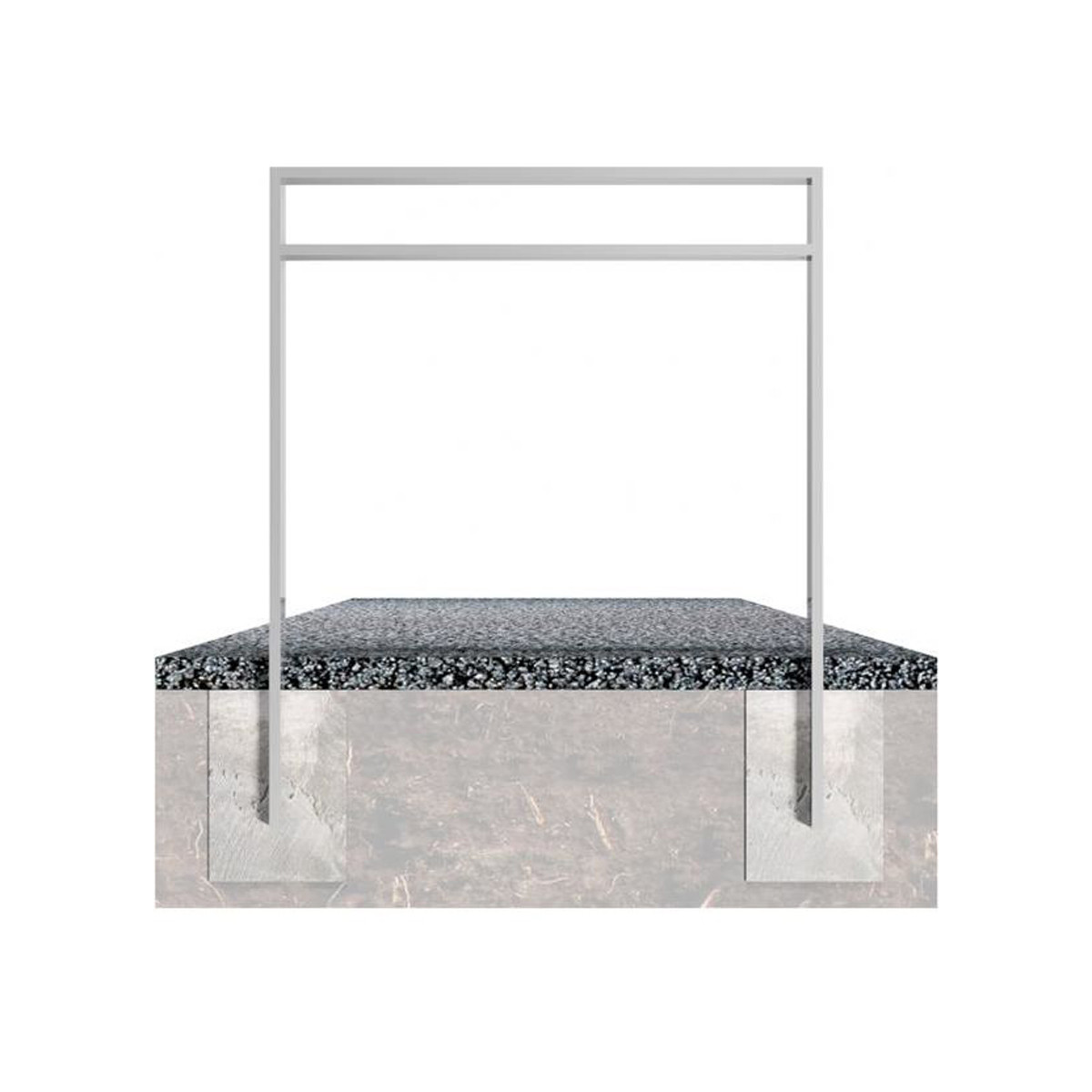 Anlehnbügel aus Stahlrohr 80 x 20 mm, mit Querholm-kleiner Abstand, feuerverzinkt, zum einbetonieren