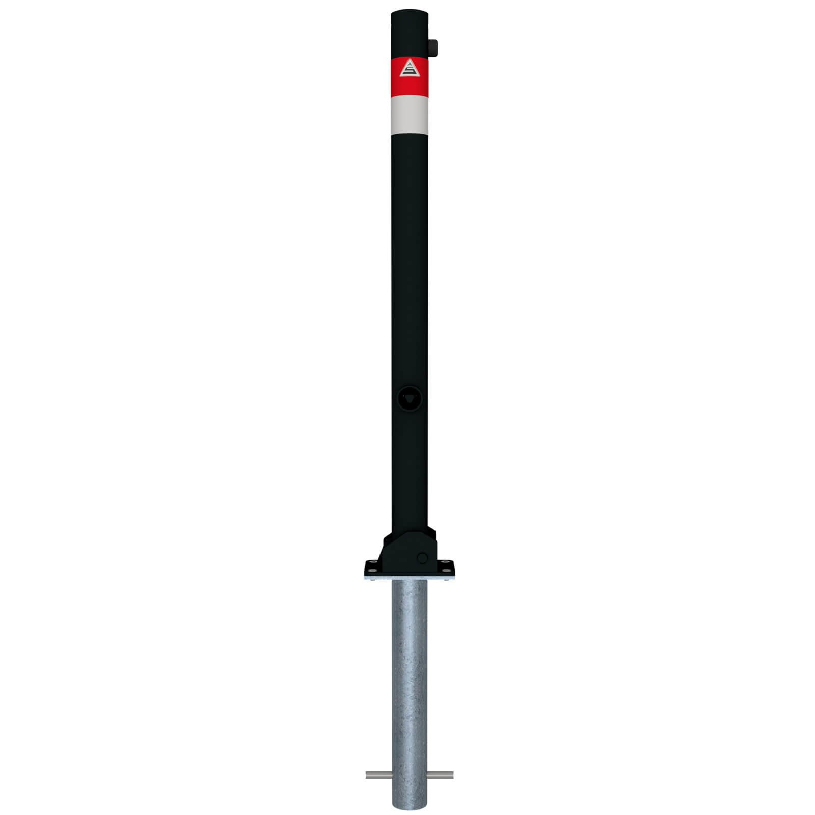 Absperrpfosten Black - Line Ø 60 mm, umlegbar, zum einbetonieren mit Dreikantverschluss nach DIN 3223