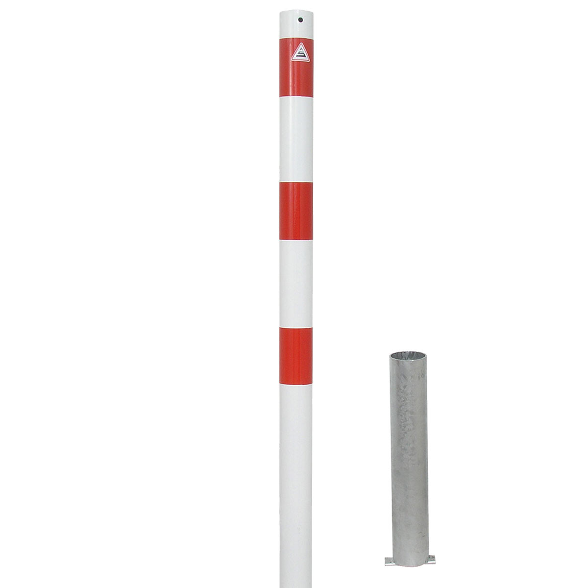 Absperrpfosten 60 mm Stahlrohr herausnehmbar ohne Verschluss inkl. Bodenhülse