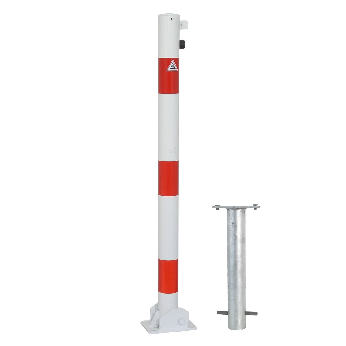 Absperrpfosten 60 mm Stahlrohr umlegbar für Vorhangschloss zum einbetonieren inkl. Bodenhülse