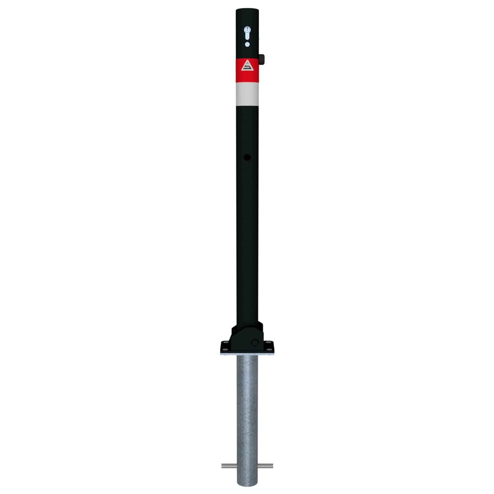 Absperrpfosten Black - Line Ø 60 mm, umlegbar, zum einbetonieren mit Profilzylinderschloss und drei Schlüsseln