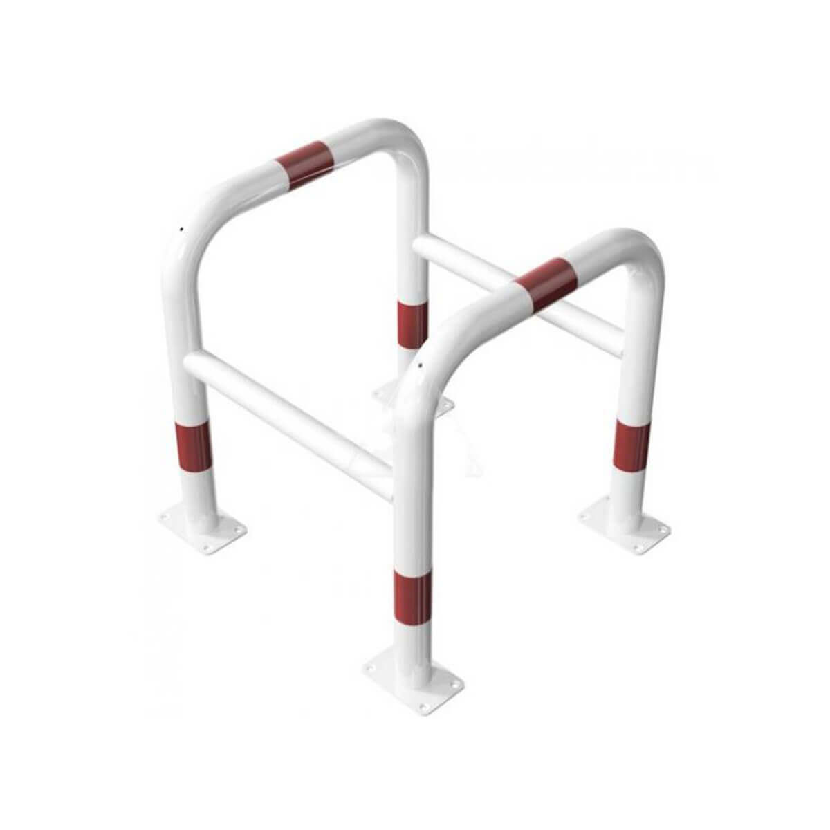 Baum und Säulenschutz für Dübelbefestigung Ø 60 Rundbügeln Breite 600 mm Tiefe 600mm rot weiß