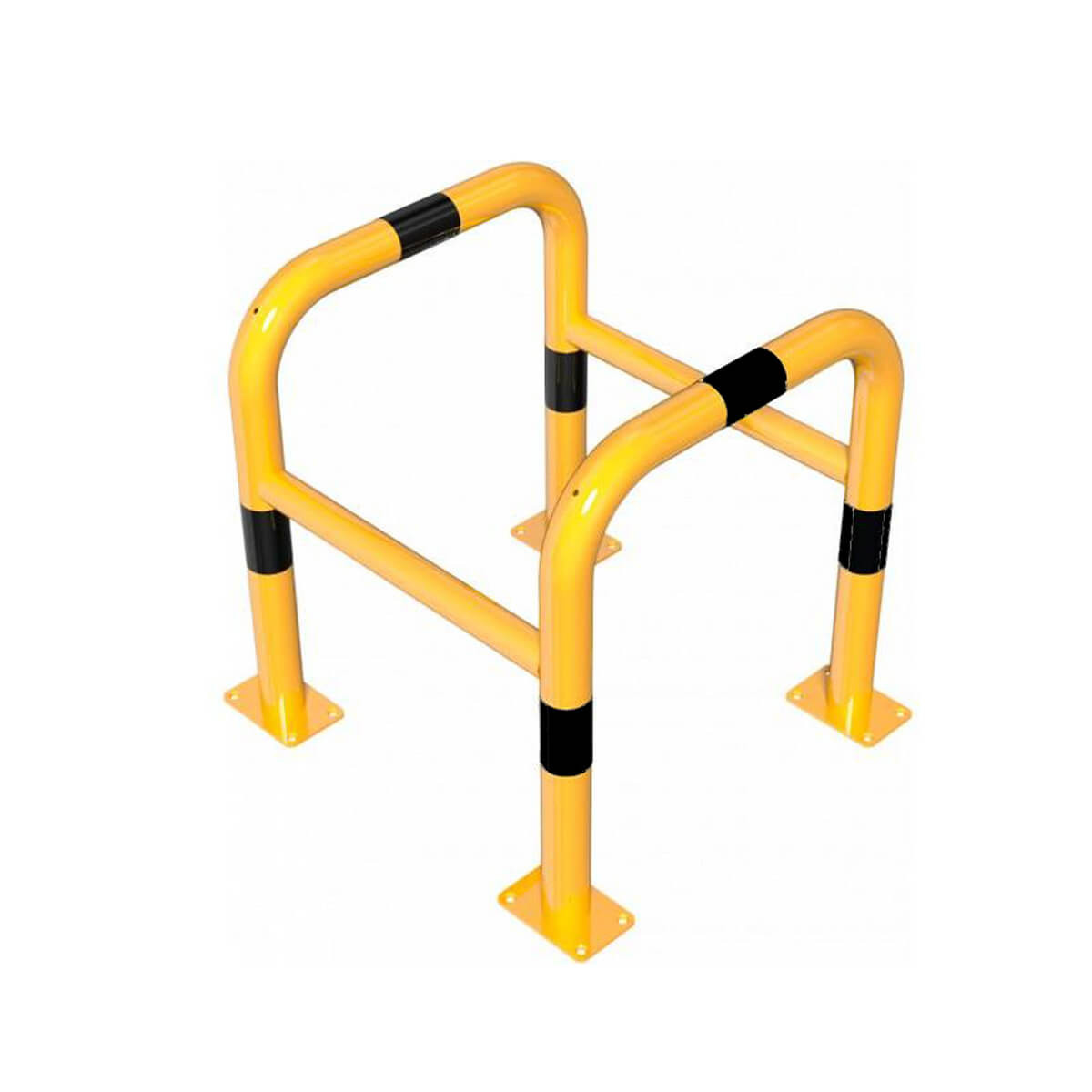 Schutzbügel für Säulen Ø 60 mm Stahlrohr für Dübelbefestigung gelb / schwarz B 600 mm T 600 mm H 650 mm