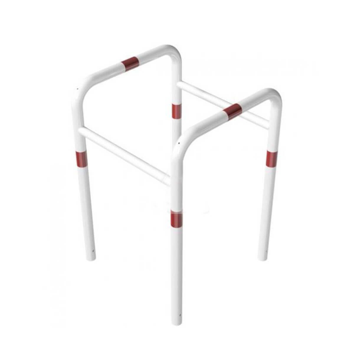 Baum und Säulenschutz zum einbetonieren Ø 60 Rundbügeln Breite 800 mm Tiefe 800mm rot weiß