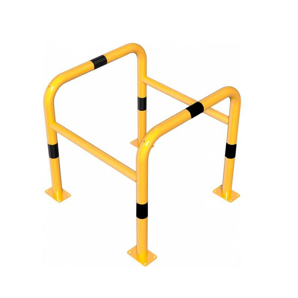 Schutzbügel für Säulen Ø 60 mm Stahlrohr für Dübelbefestigung gelb / schwarz B 800 mm T 800 mm H 800 mm