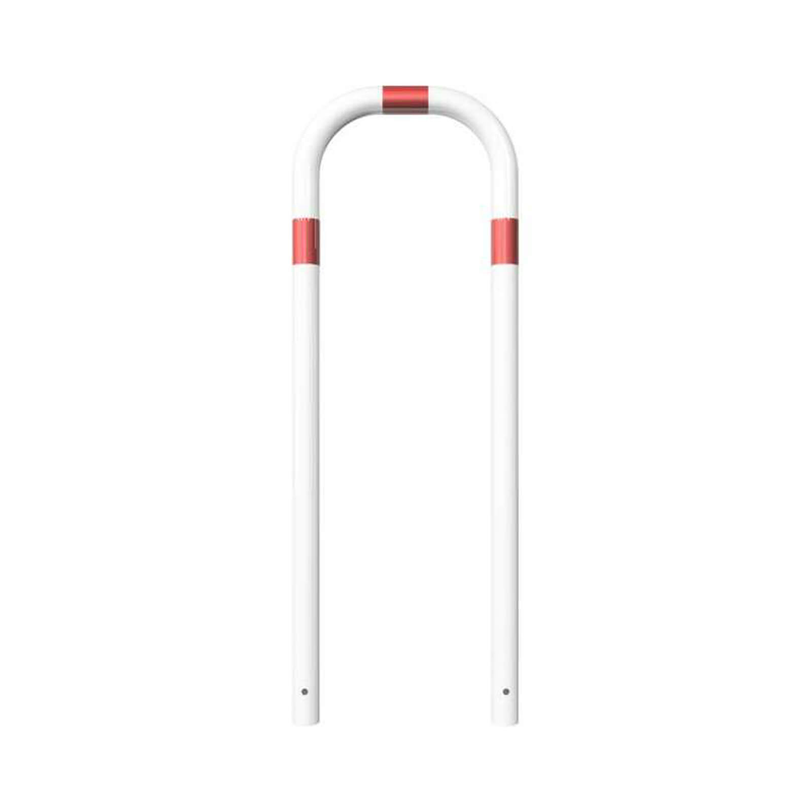 Rohrbügel aus Stahlrohr Ø 60 x 2,5 mm-weiß besch. / rote Streifen-1400 mm-500 mm