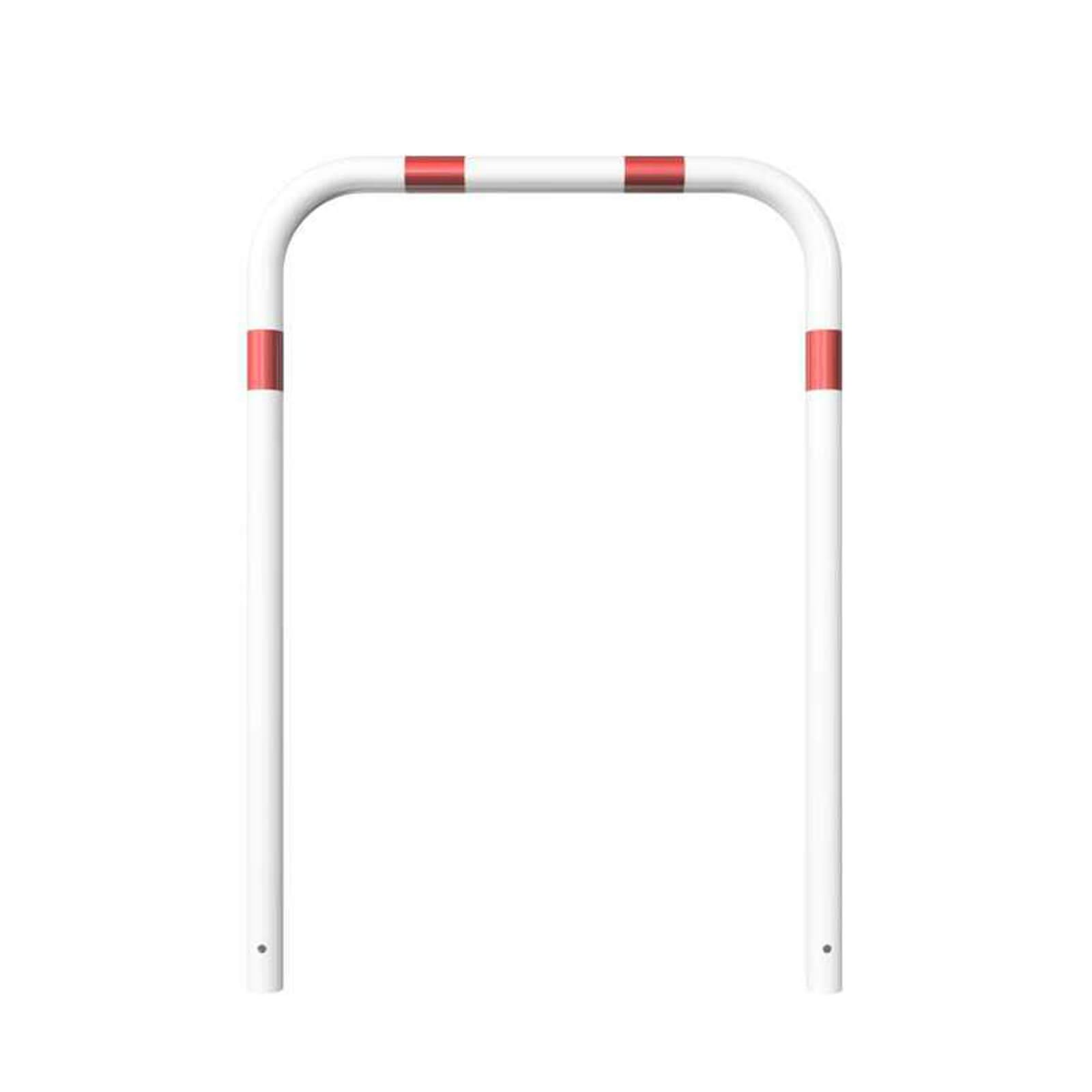 Rohrbügel aus Stahlrohr Ø 60 x 2,5 mm-weiß besch. / rote Streifen-1400 mm-1000 mm