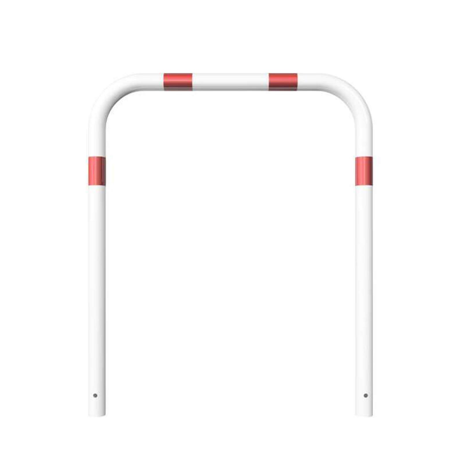 Rohrbügel aus Stahlrohr Ø 60 x 2,5 mm-weiß besch. / rote Streifen-1200 mm-1000 mm
