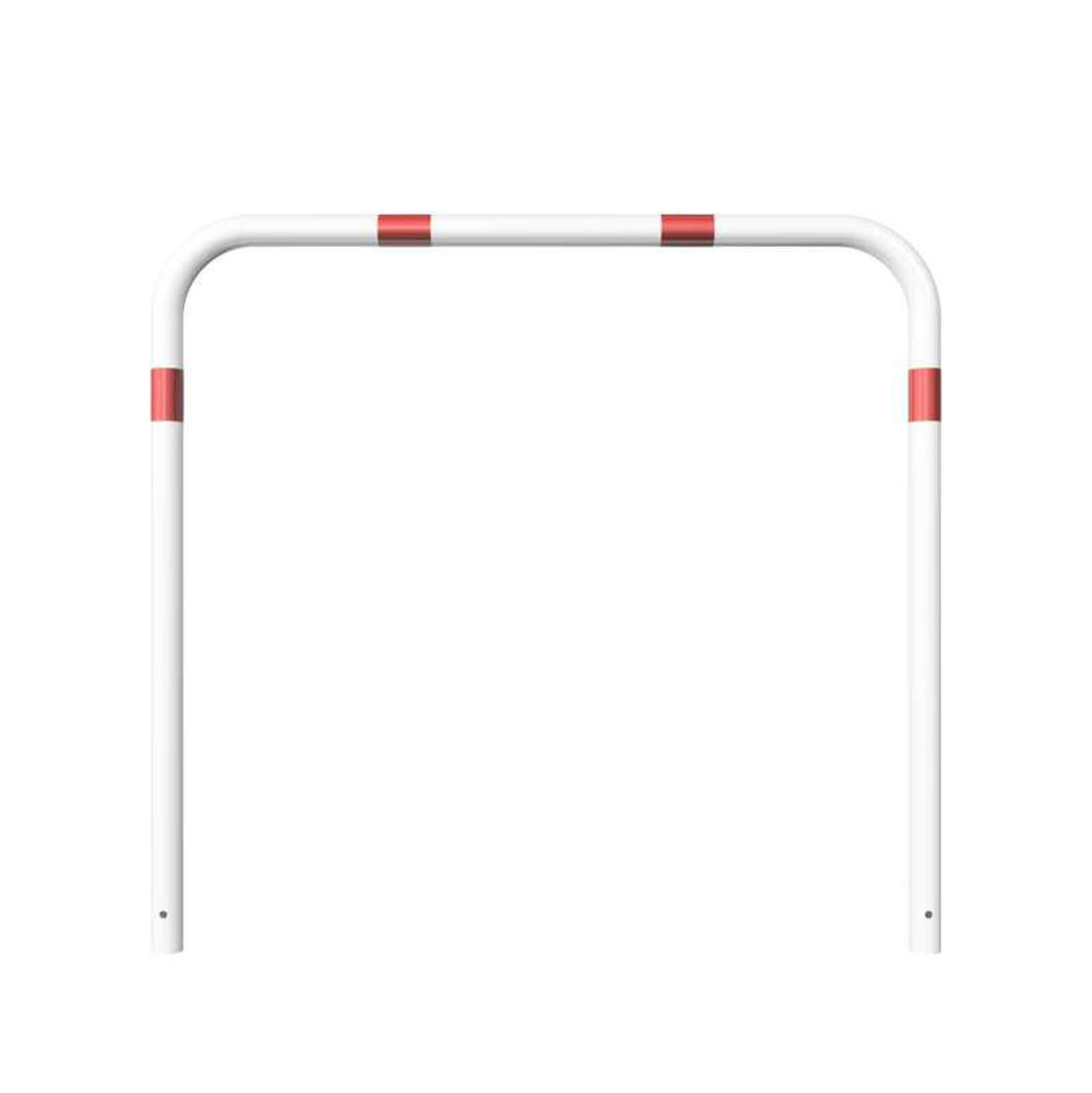 Rohrbügel aus Stahlrohr Ø 60 x 2,5 mm-weiß besch. / rote Streifen-1400 mm-1500 mm