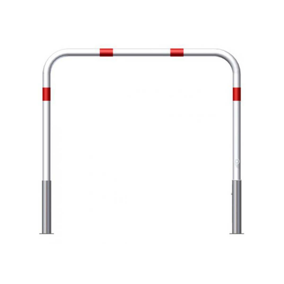 Wegesperre Ø 60 herausnehmbar drehbar mit Dreikantverschluss weiß besch. / rote Streifen Breite 1500 mm