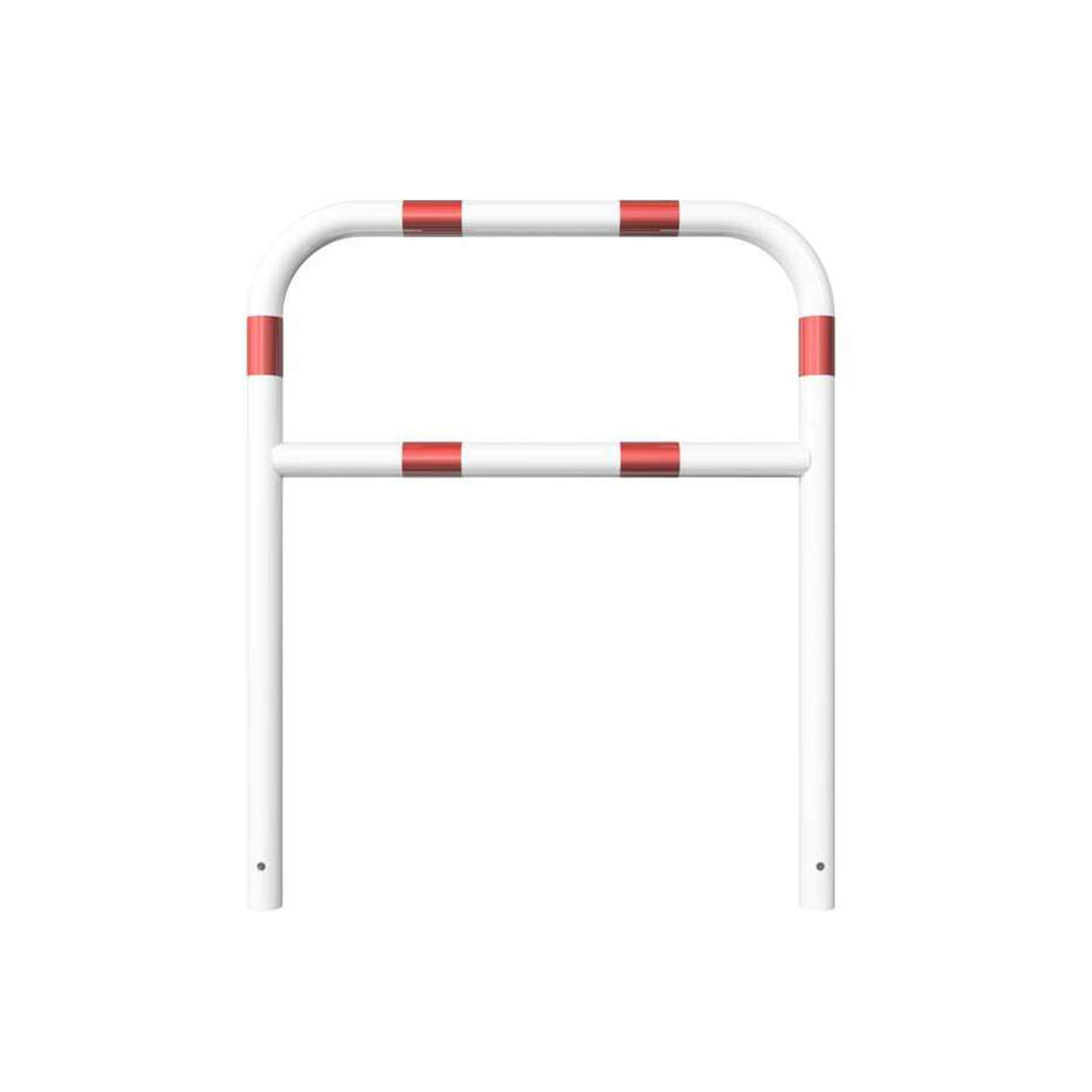 Rohrbügel aus Stahlrohr Ø 60 mm mit Querholm zum einbetonieren - weiß besch. / rote Streifen-1200 mm x 1000 mm