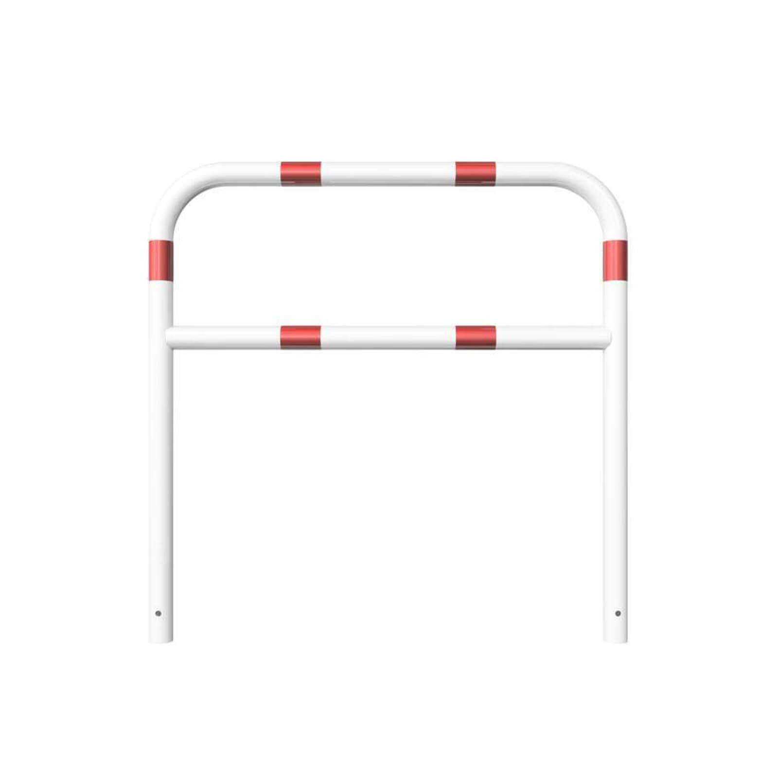 Rohrbügel aus Stahlrohr Ø 60 mm mit Querholm zum einbetonieren - weiß besch. / rote Streifen-1200 mm x 1200 mm