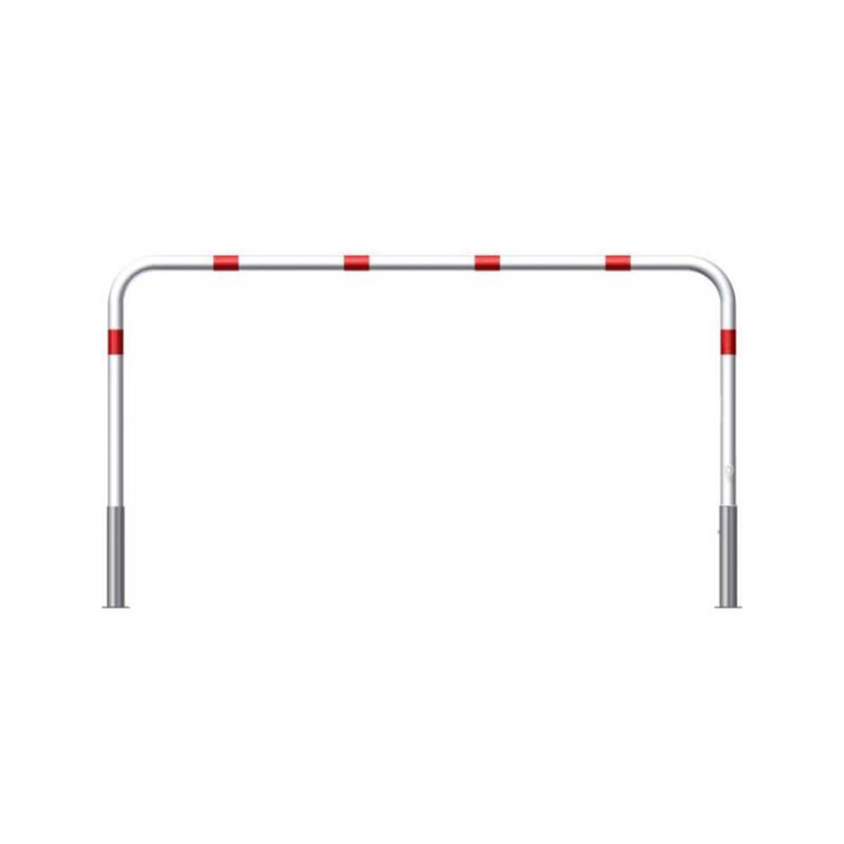 Wegesperre Ø 60 herausnehmbar drehbar mit Dreikantverschluss weiß besch. / rote Streifen Breite 2500 mm