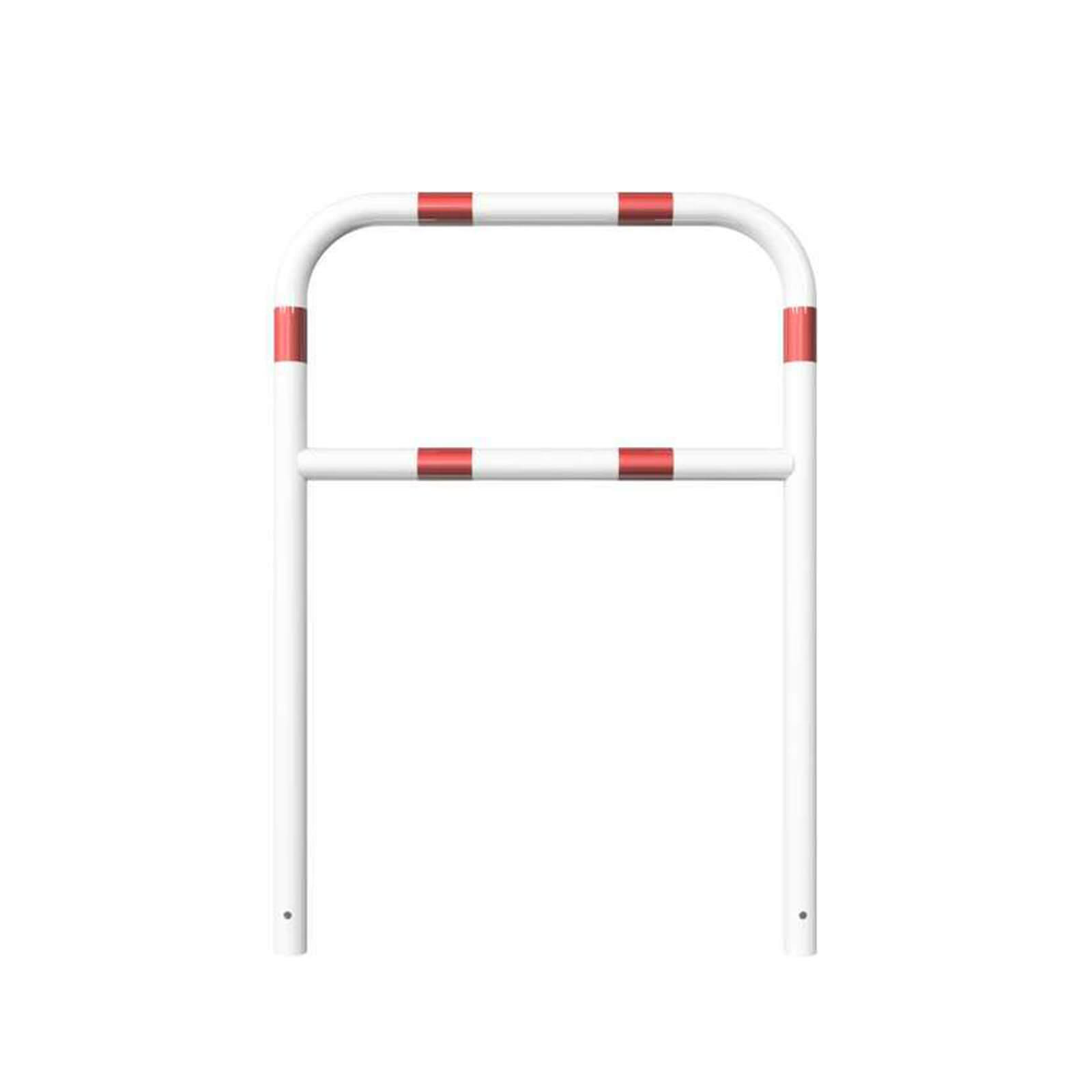 Rohrbügel aus Stahlrohr Ø 60 mm mit Querholm zum einbetonieren - weiß besch. / rote Streifen-1400 mm x 1000 mm