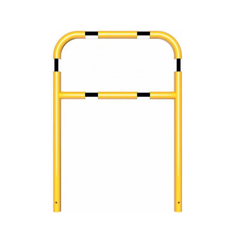 Schutzbügel mit Querholm Ø 60 x 2,5 mm zum einbetonieren gelb / schwarz 1000 mm