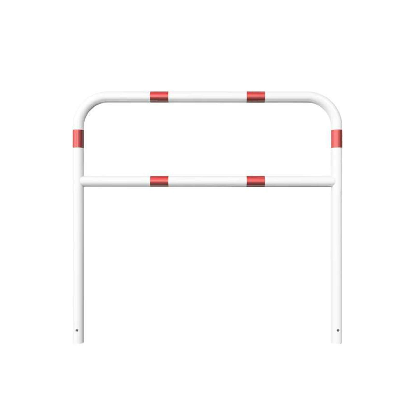 Rohrbügel aus Stahlrohr Ø 60 mm mit Querholm zum einbetonieren - weiß besch. / rote Streifen-1400 mm x 1500 mm