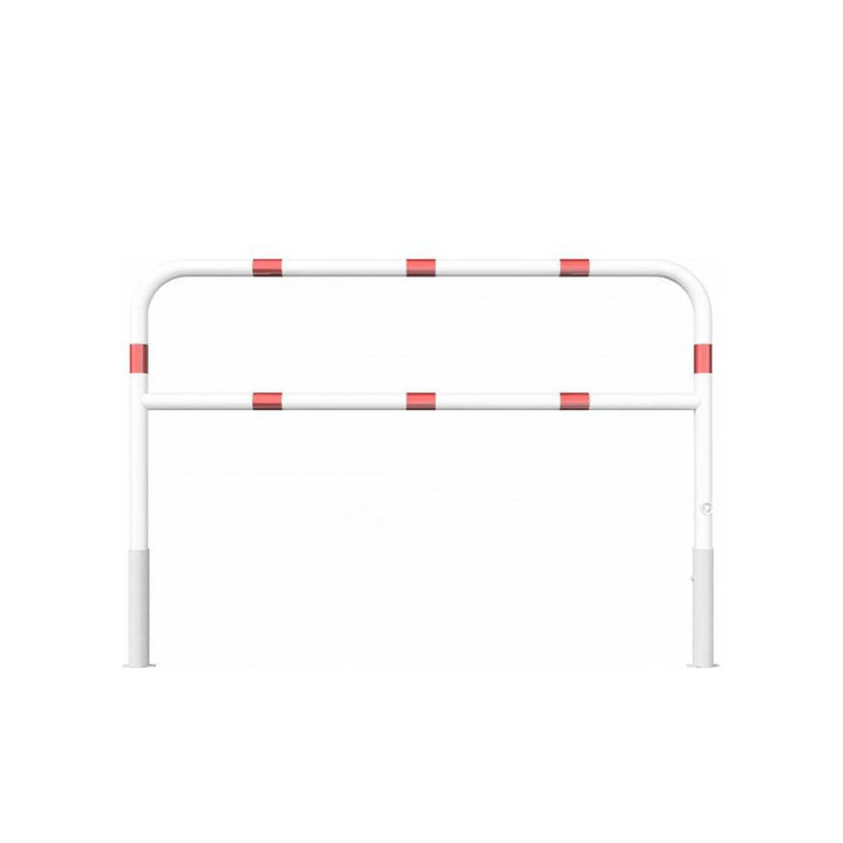 Wegesperre Ø 60 herausnehmbar drehbar mit Dreikantverschluss mit Querholm weiß besch. / rote Streifen Breite 2000 mm