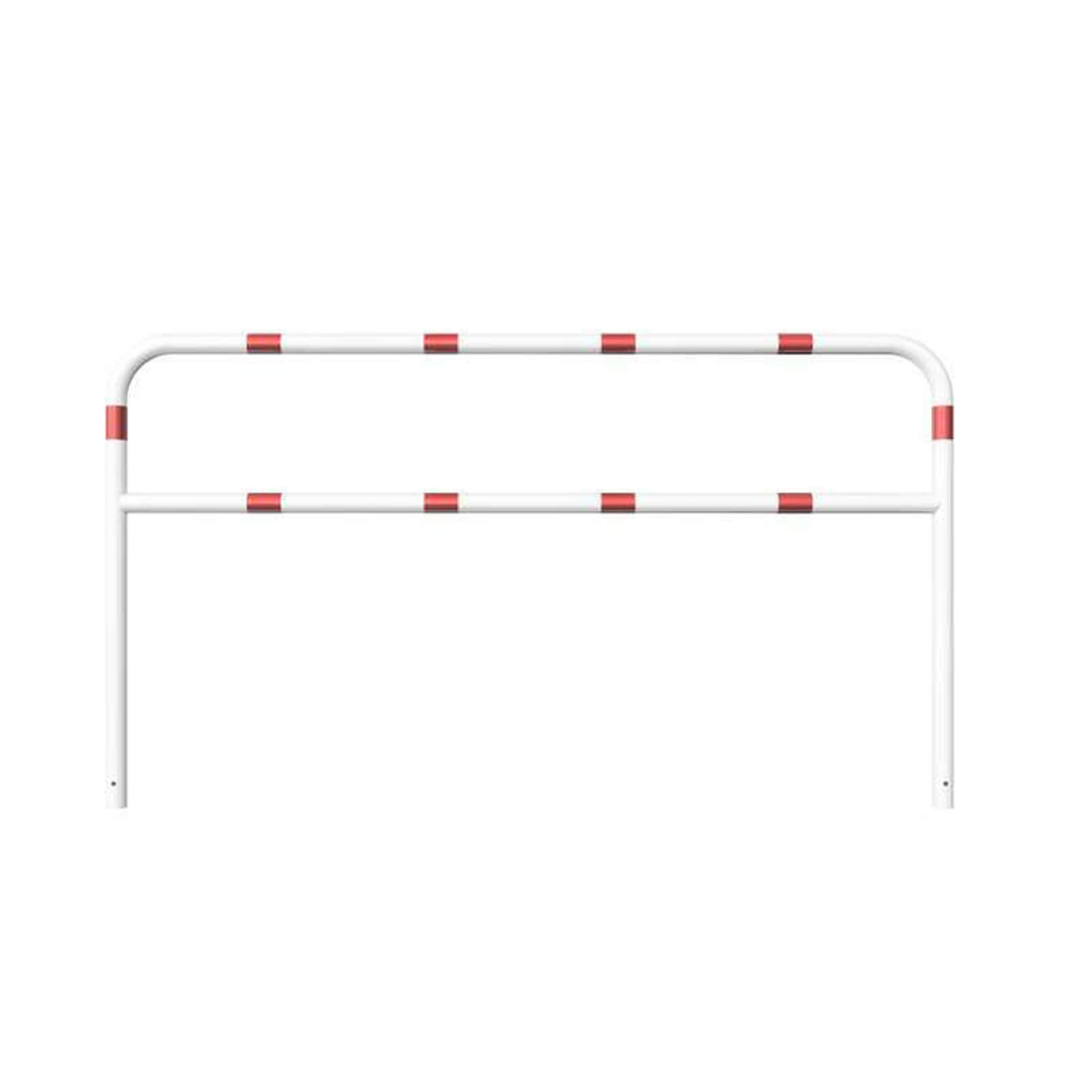 Rohrbügel aus Stahlrohr Ø 60 mm mit Querholm zum einbetonieren - weiß besch. / rote Streifen-1400 mm x 2500 mm