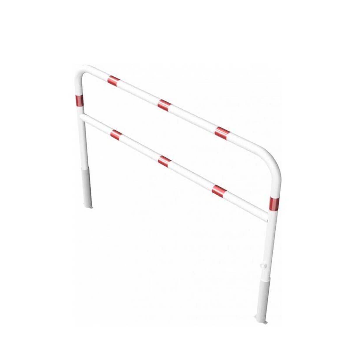 Wegesperre Ø 60 herausnehmbar drehbar mit Dreikantverschluss mit Querholm weiß besch. / rote Streifen Breite 2500 mm