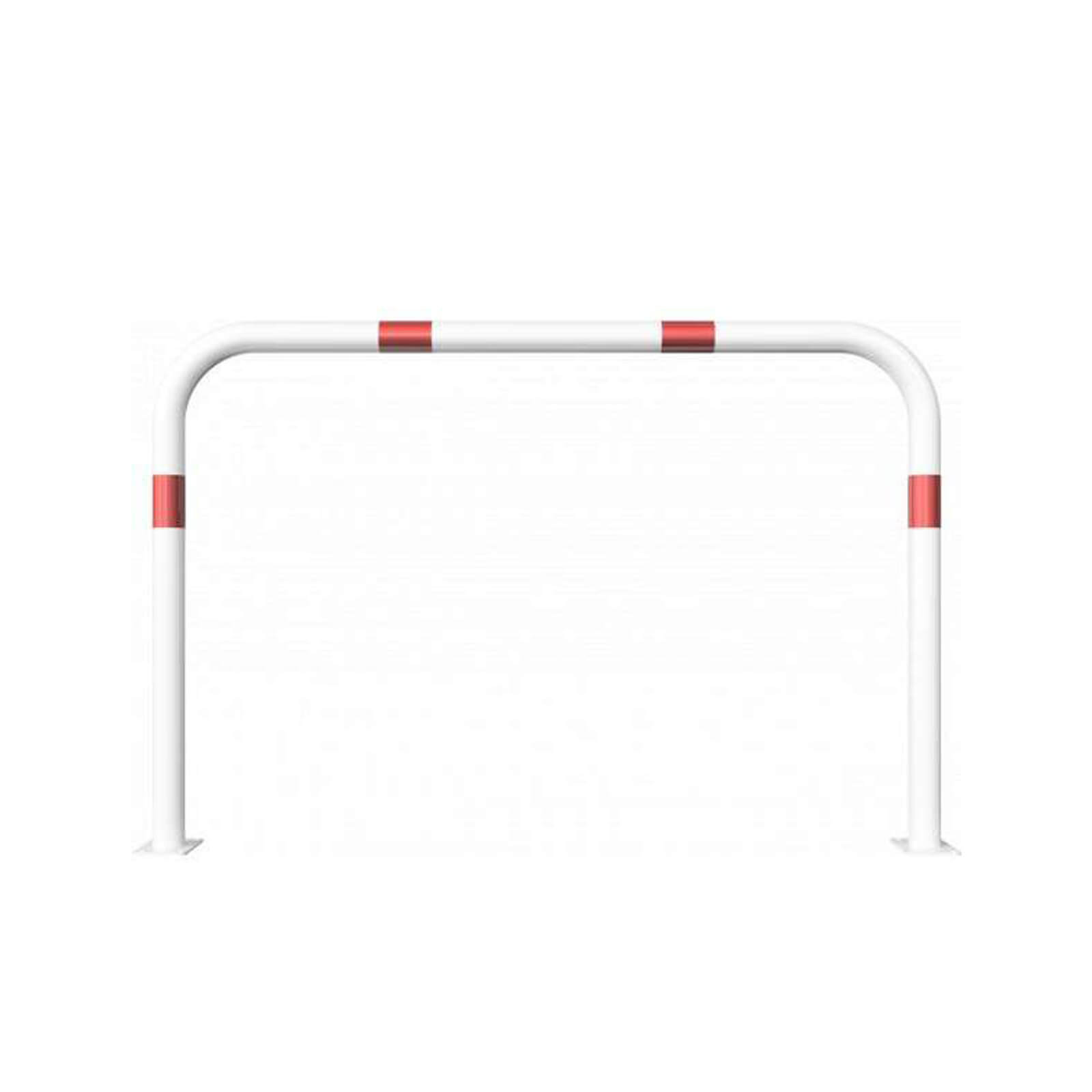 Rohrbügel aus Stahlrohr Ø 60 x 2,5 mm-weiß besch. / rote Streifen-1000 mm-1500 mm-für Dübelbefestigung