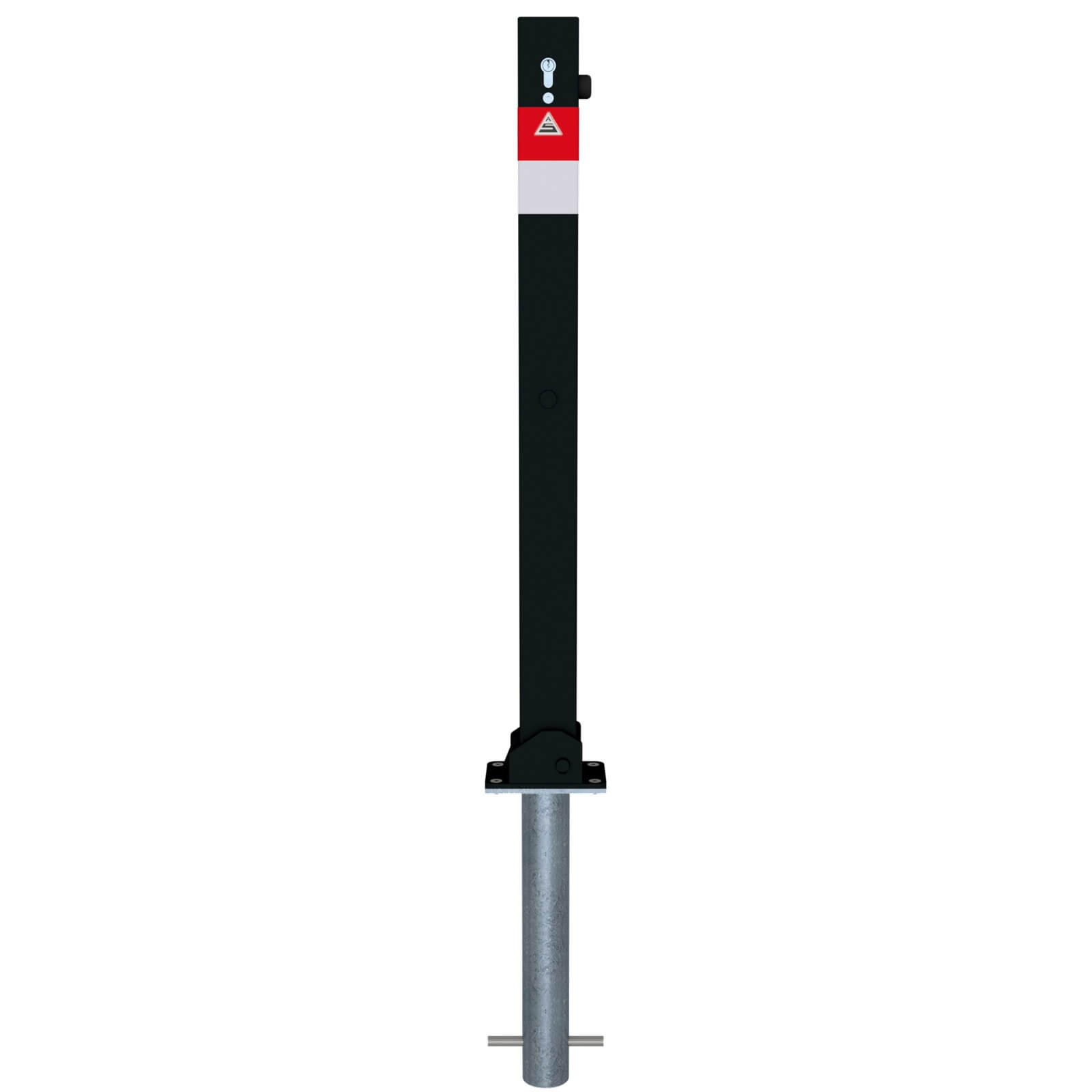 Absperrpfosten Black - Line 70 x 70 mm, umlegbar, zum einbetonieren mit Profilzylinderschloss und drei Schlüsseln