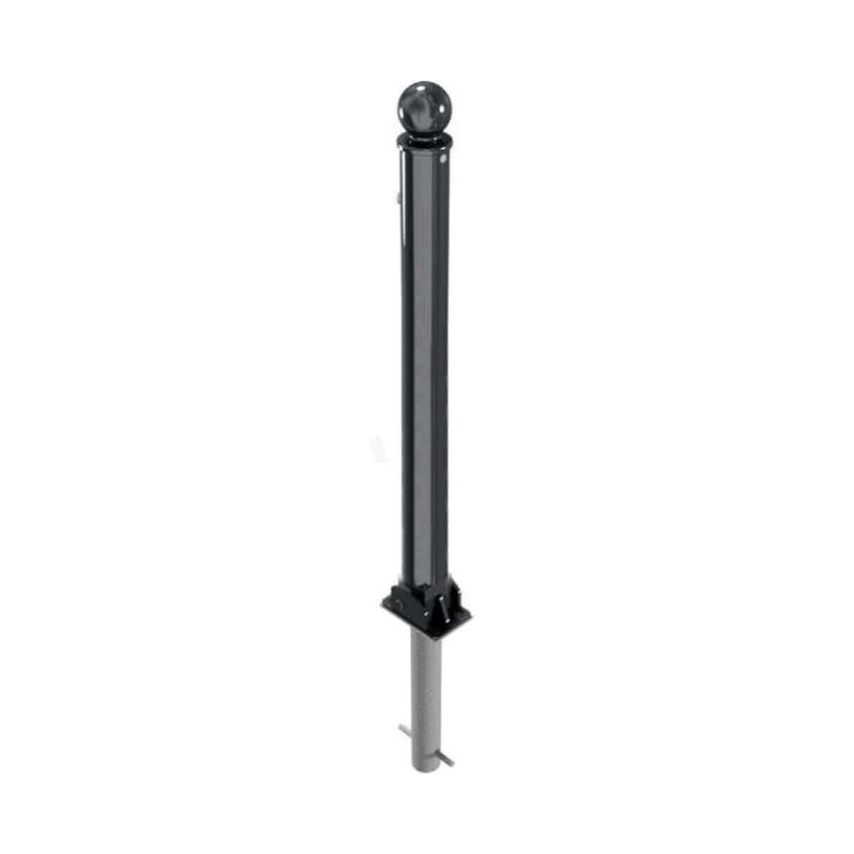 Absperr-Stilpfosten Ø 76 mm Serie 474 umlegbar mit Profilzylinderschloss zum einbetonieren inkl. Bodenhülse Anthrazit RAL 7016