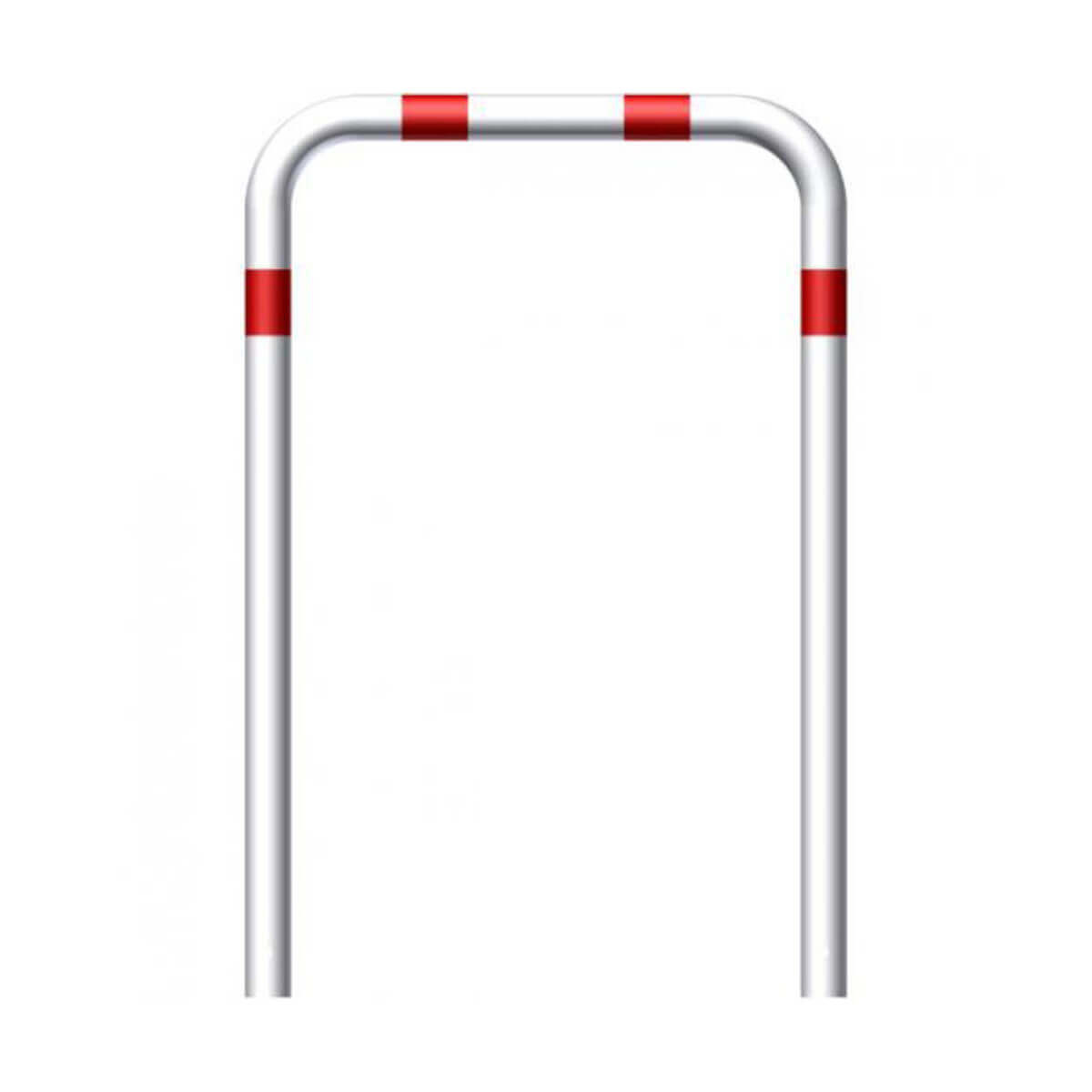 Abweisebügel Ø 76 Stahlrohr zum einbetonieren weiß besch. / rote Streifen B 1000 mm H 1500 mm