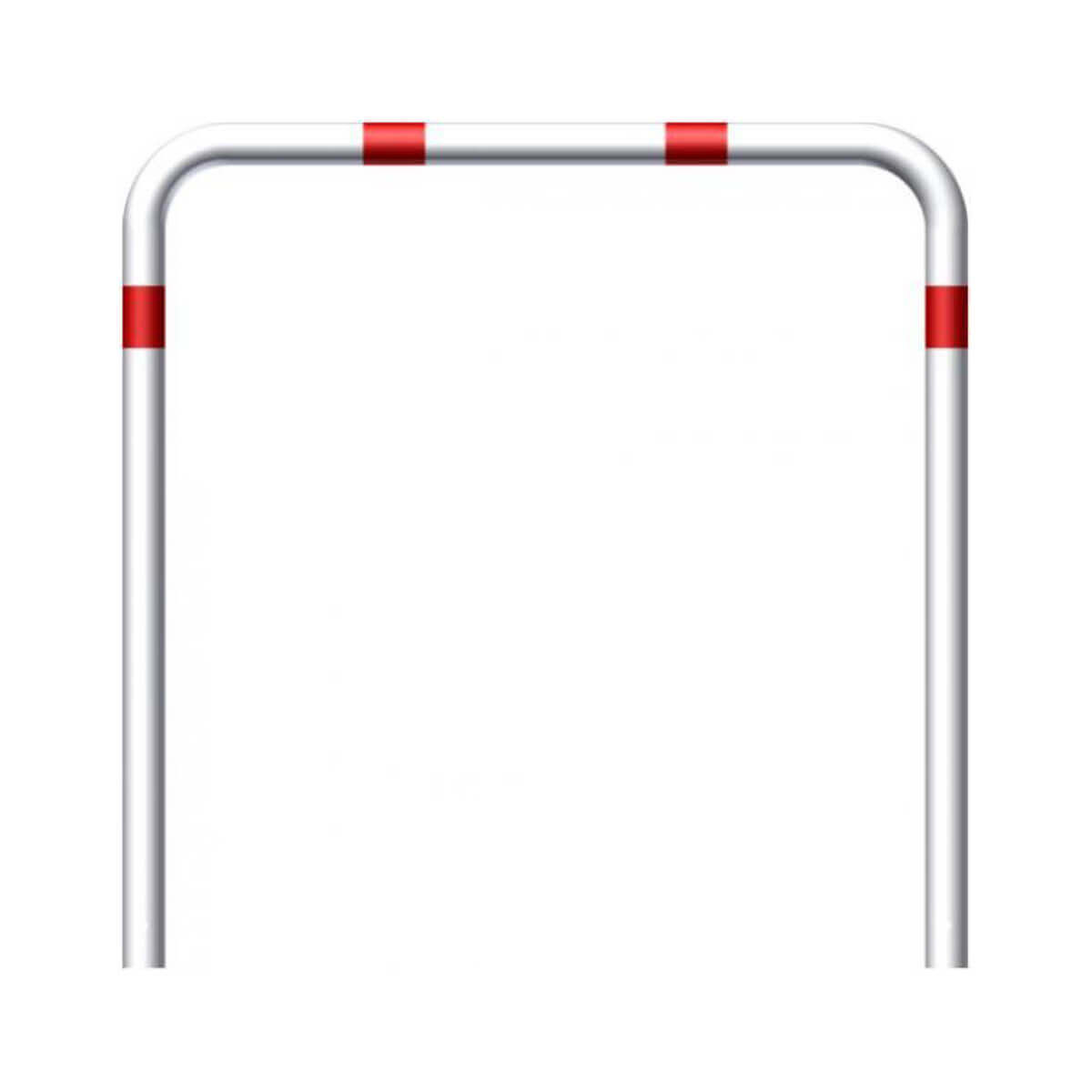 Abweisebügel Ø 76 Stahlrohr zum einbetonieren weiß besch. / rote Streifen B 1500 mm H 1500 mm