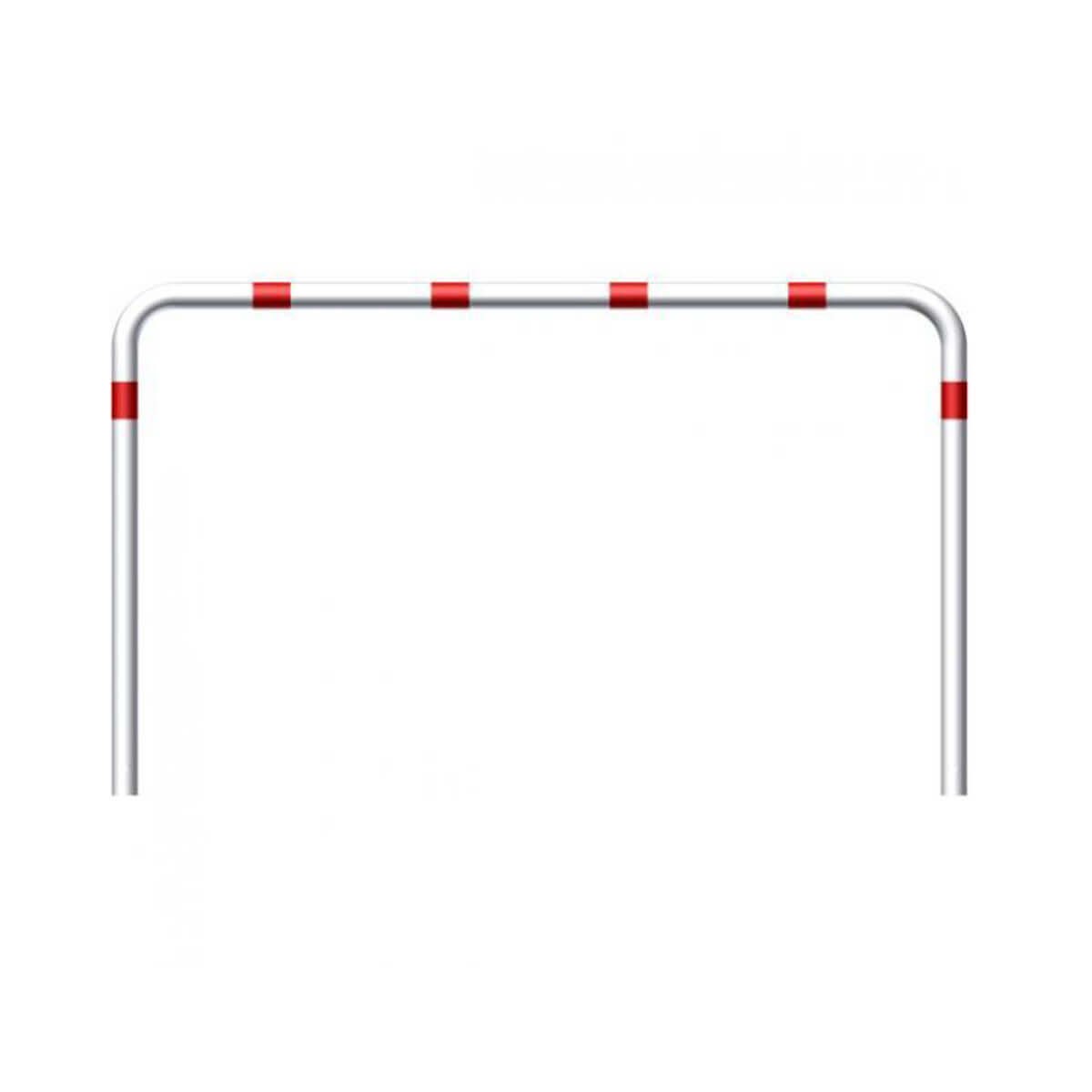 Abweisebügel Ø 76 Stahlrohr zum einbetonieren weiß besch. / rote Streifen B 2500 mm H 1500 mm