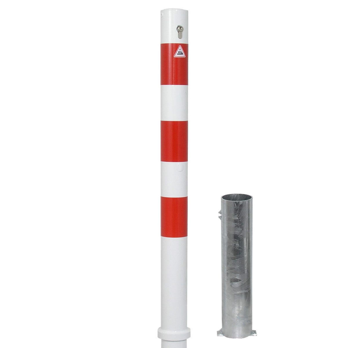 Absperrpfosten 76 mm Stahlrohr herausnehmbar mit Profilzylinderschloss