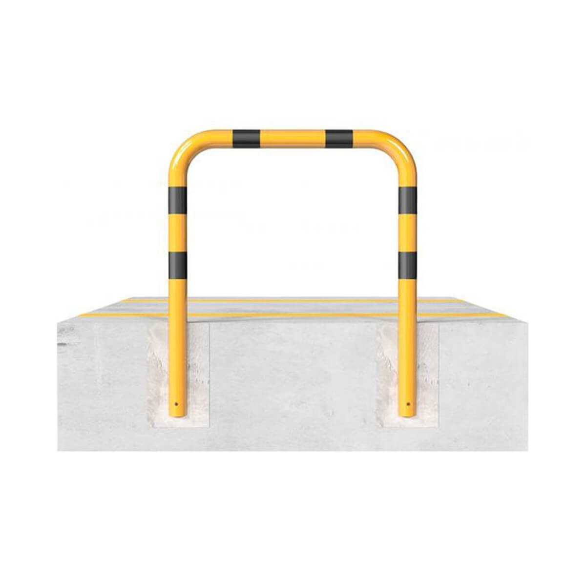 Rammschutzbügel Ø 76 mm Stahlrohr zum einbetonieren gelb / schwarz
