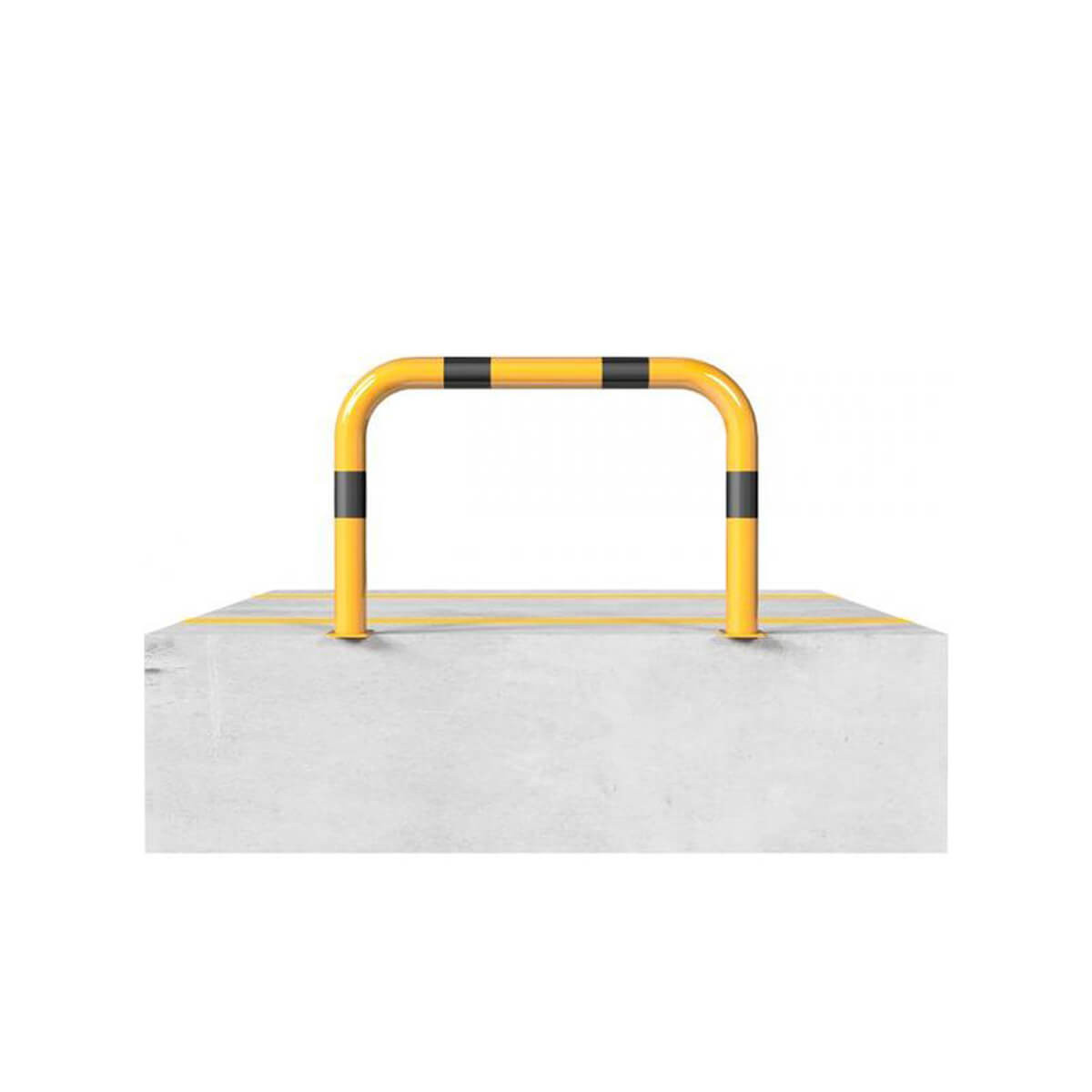 Rammschutzbügel Ø 76 mm Stahlrohr für Dübelbefestigung gelb / schwarz