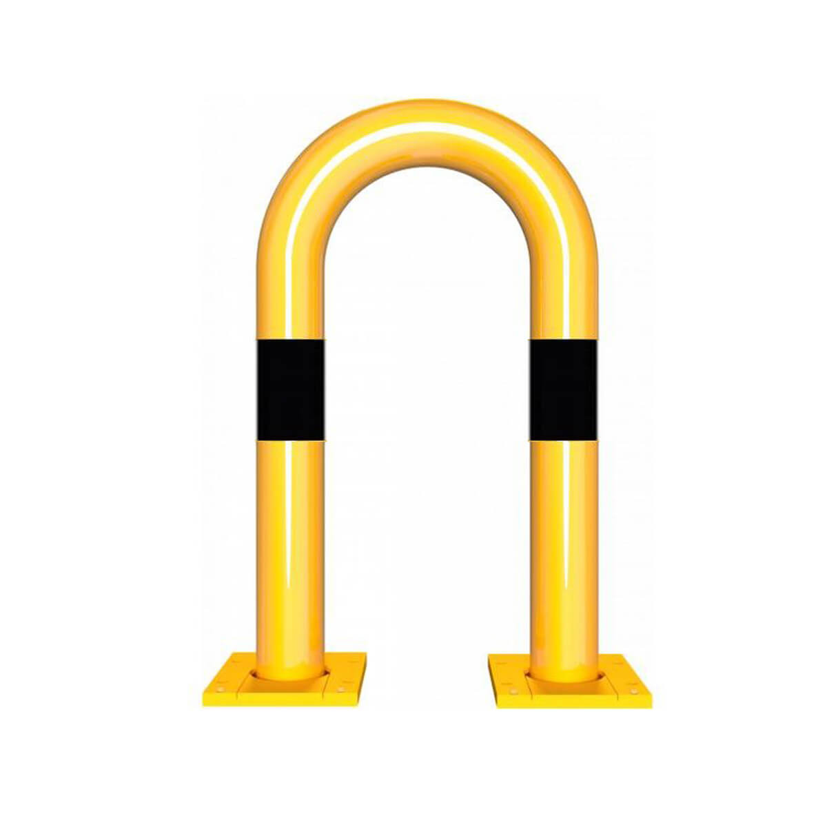 Rammschutzbügel abnehmbar Ø 76 mm Stahlrohr für Dübelbefestigung gelb / schwarz B 400 mm H 650 mm