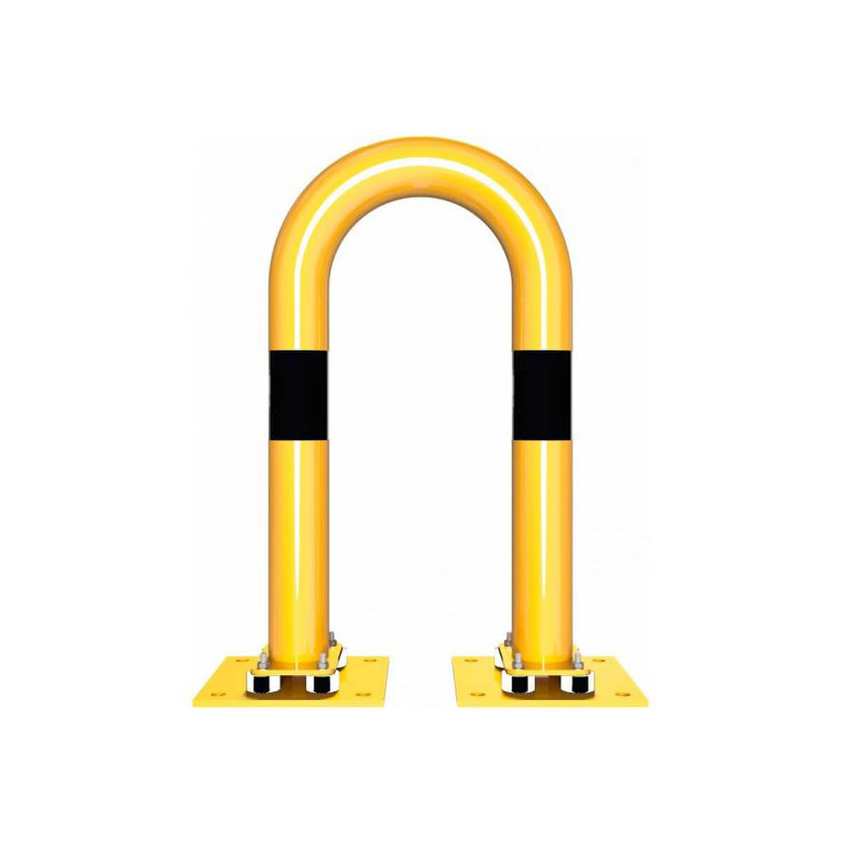 Rammschutzbügel elastisch, neigbar Ø 76 mm Stahlrohr für Dübelbefestigung gelb / schwarz B 400 mm H 650 mm