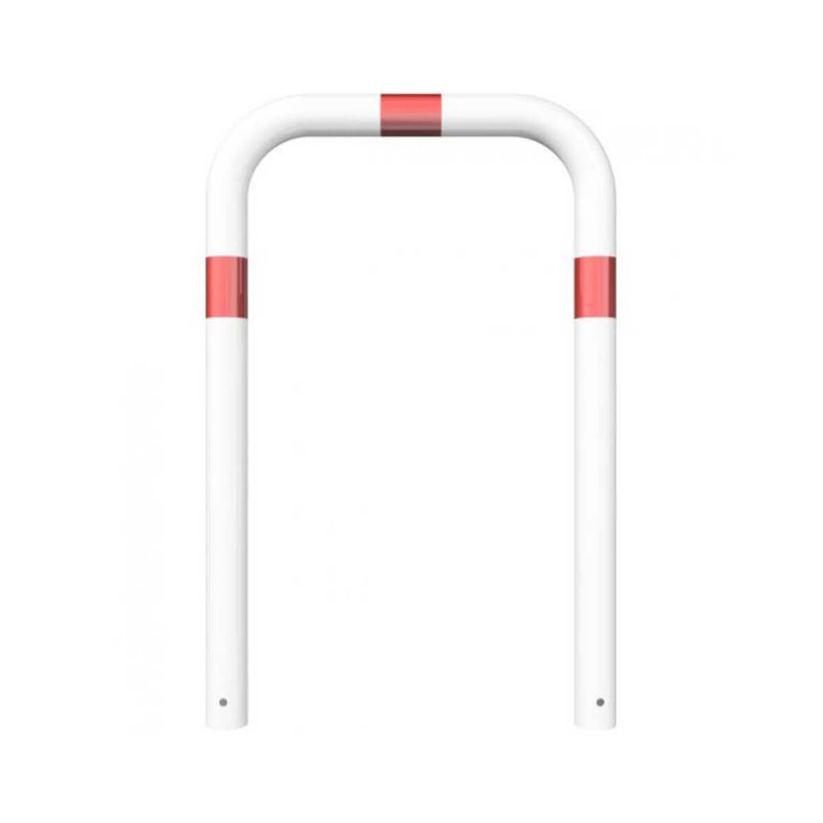 Abweisebügel Ø 76 Stahlrohr zum einbetonieren weiß besch. / rote Streifen B 750 mm H 1000 mm