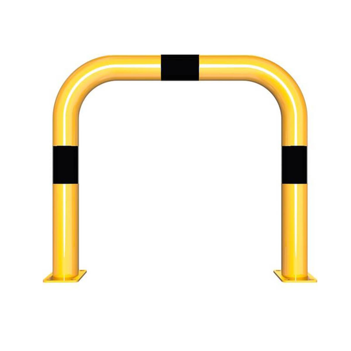 Rammschutzbügel Ø 76 mm Stahlrohr für Dübelbefestigung gelb / schwarz B 750 mm H 650 mm