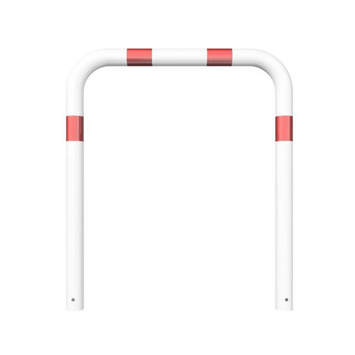 Abweisebügel Ø 76 Stahlrohr zum einbetonieren weiß besch. / rote Streifen B 1000 mm H 1000 mm