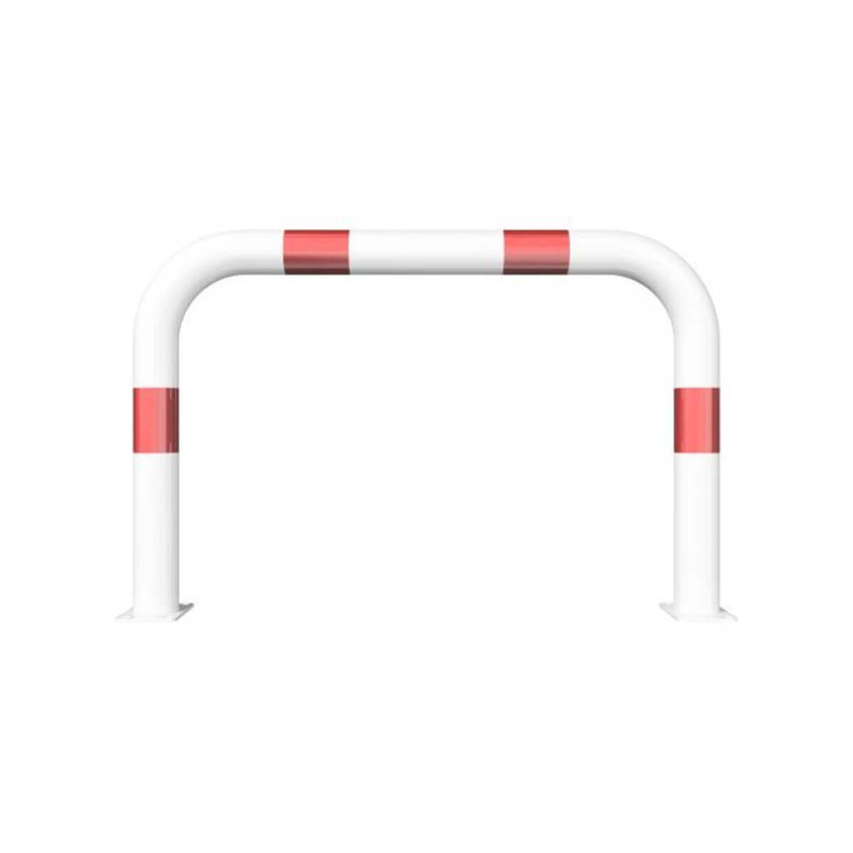 Abweisebügel Ø 76 Stahlrundrohr für Dübelbefestigung weiß besch. / rote Streifen B 1000 mm H 650 mm