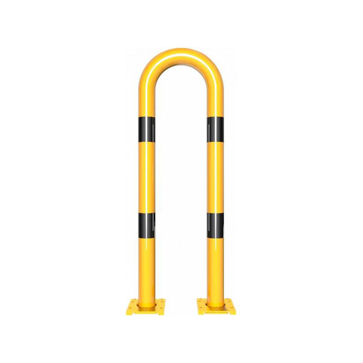 Rammschutzbügel abnehmbar Ø 76 mm Stahlrohr für Dübelbefestigung gelb / schwarz B 400 mm H 1150 mm
