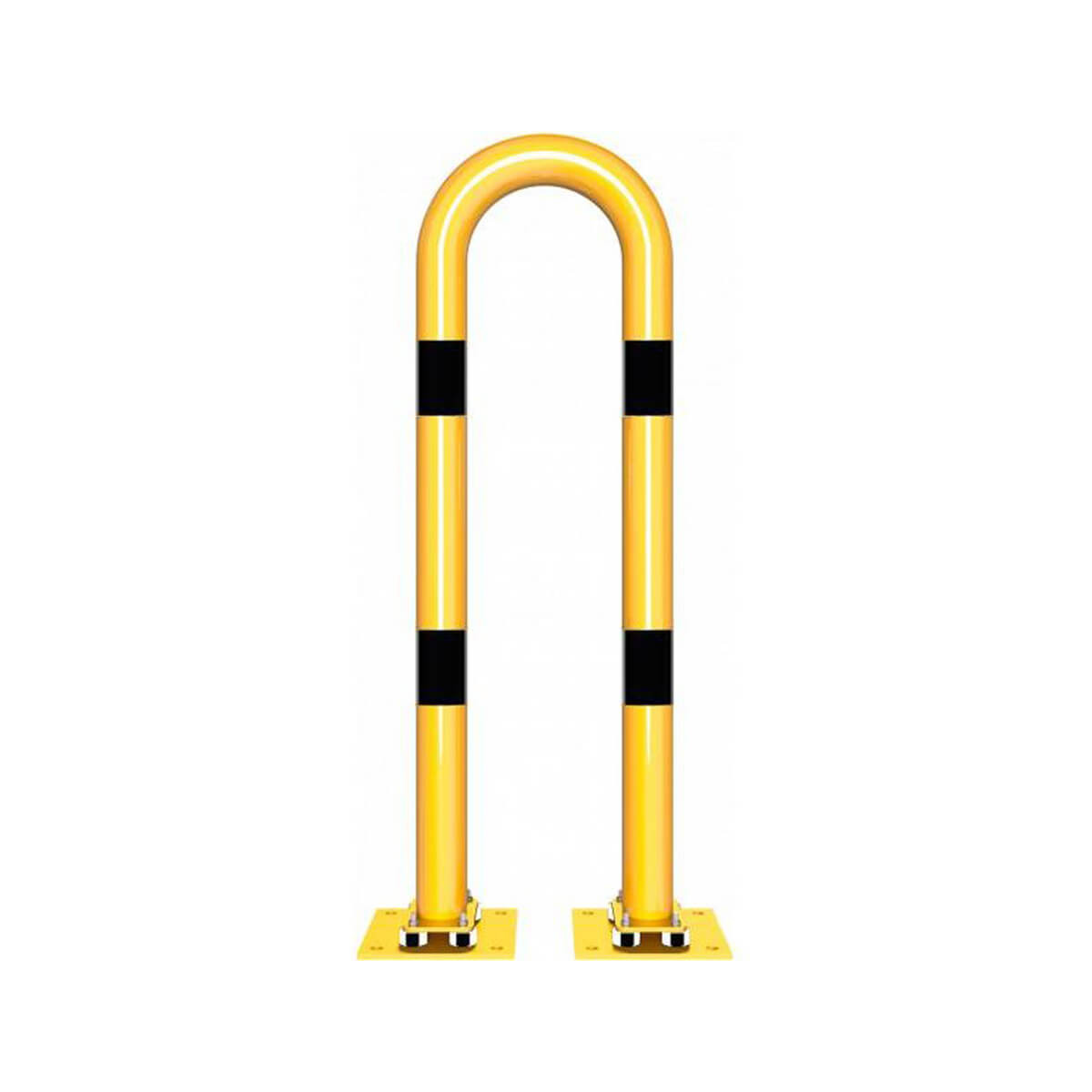 Rammschutzbügel elastisch, neigbar Ø 76 mm Stahlrohr für Dübelbefestigung gelb / schwarz B 400 mm H 1150 mm