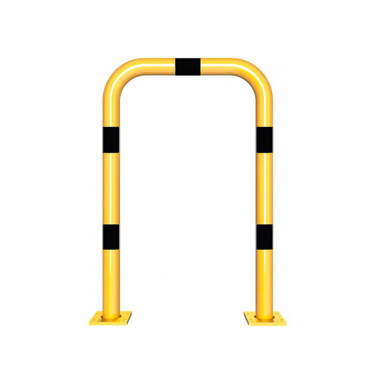 Rammschutzbügel abnehmbar Ø 76 mm Stahlrohr für Dübelbefestigung gelb / schwarz B 750 mm H 1150 mm