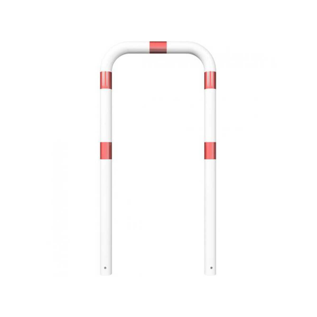 Abweisebügel Ø 76 Stahlrohr zum einbetonieren weiß besch. / rote Streifen B 750 mm H 1500 mm