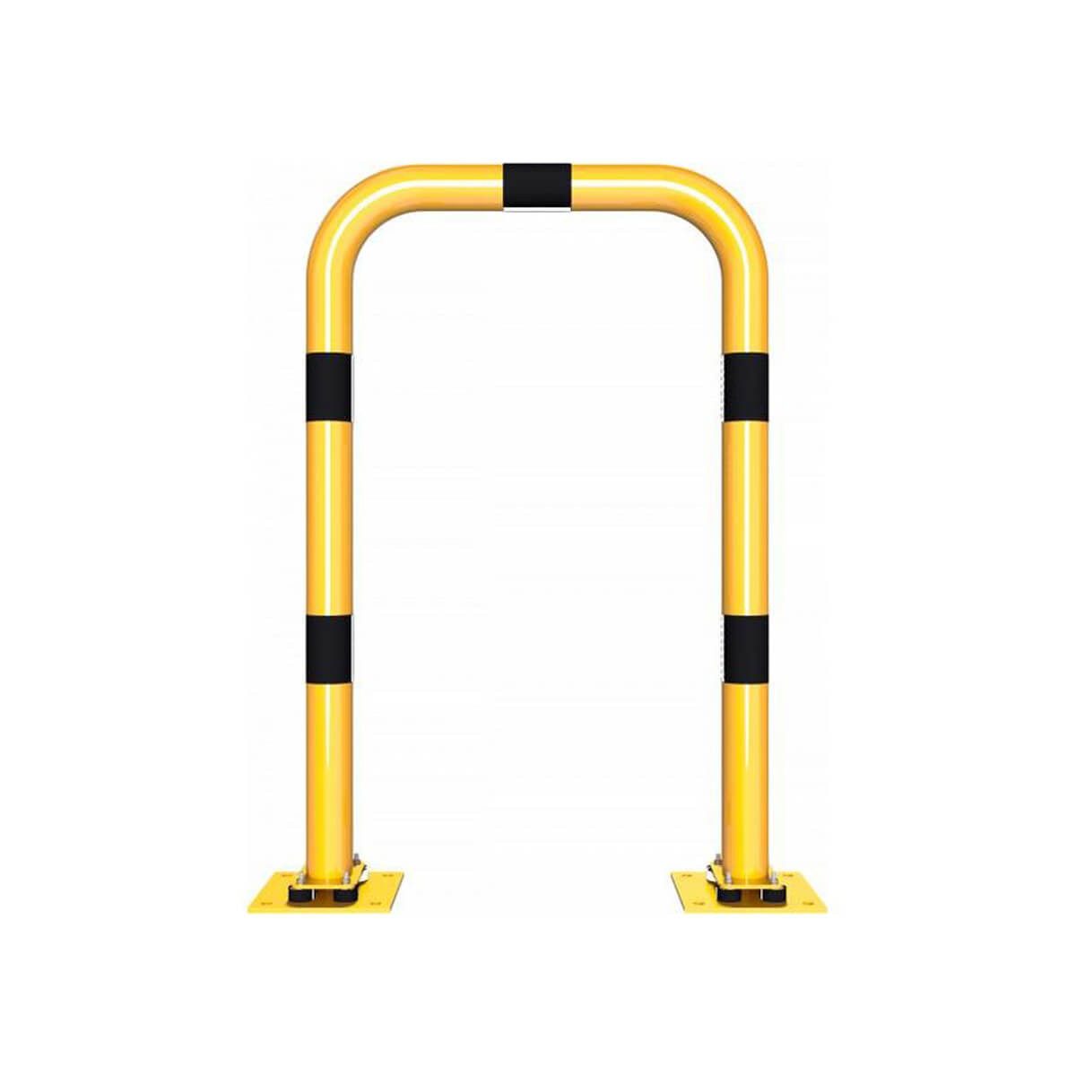 Rammschutzbügel elastisch, neigbar Ø 76 mm Stahlrohr für Dübelbefestigung gelb / schwarz B 750 mm H 1150 mm