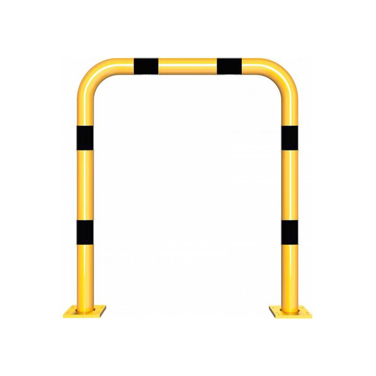 Rammschutzbügel abnehmbar Ø 76 mm Stahlrohr für Dübelbefestigung gelb / schwarz B 1000 mm H 1150 mm