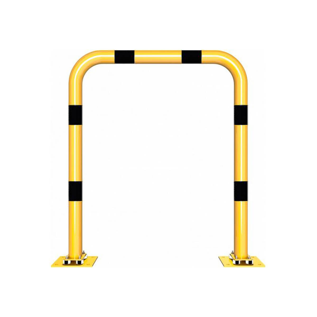 Rammschutzbügel elastisch, neigbar Ø 76 mm Stahlrohr für Dübelbefestigung gelb / schwarz B 1000 mm H 1150 mm