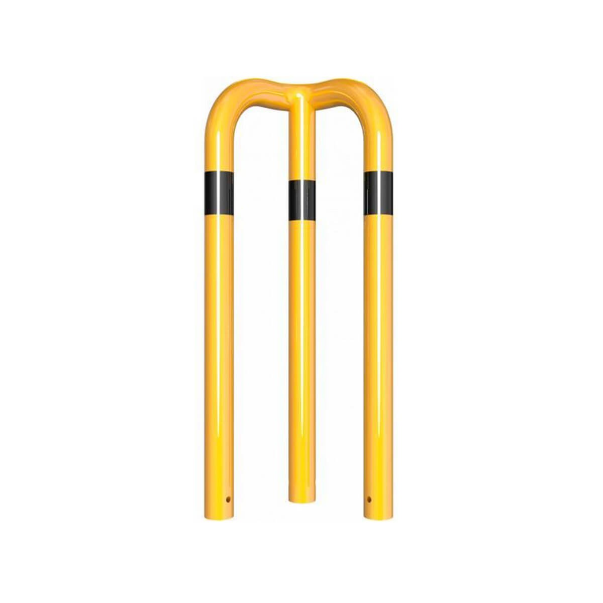 Rammschutzbügel 90° gleichschenkelig Ø 76 mm Stahlrohr zum einbetonieren gelb / schwarz B 350 mm H 650 mm