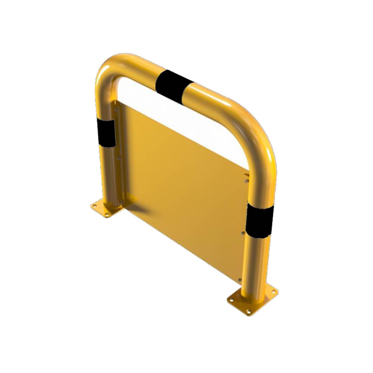 Schutzbügel mit Unterfahrschutz Ø 76 mm Stahlrohr für Dübelbefestigung gelb / schwarz B 750 mm
