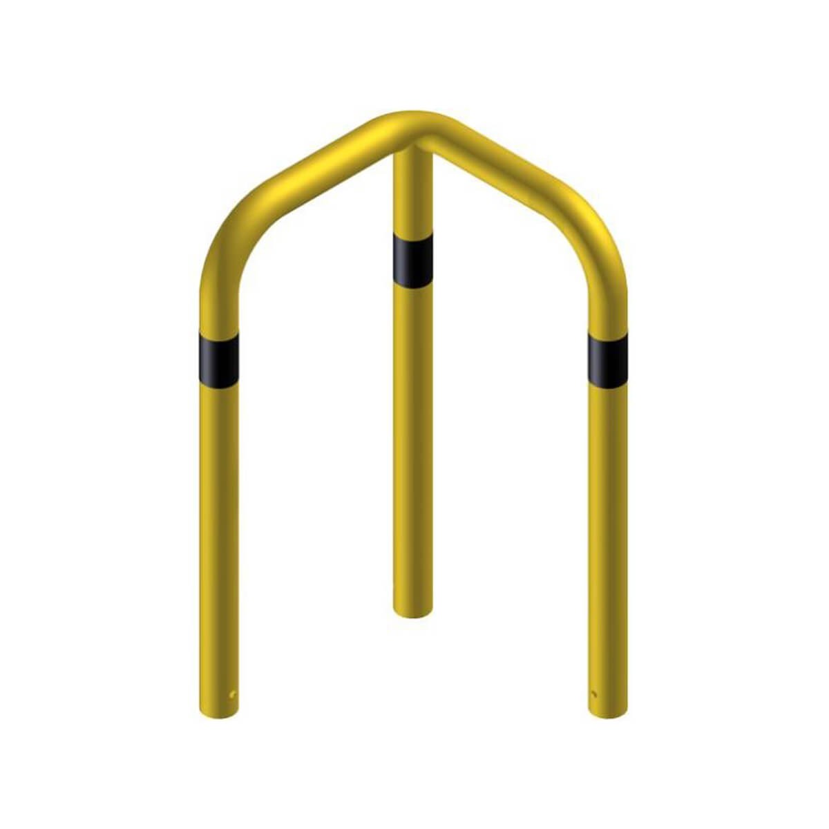 Rammschutzbügel 90° gleichschenkelig Ø 76 mm Stahlrohr zum einbetonieren gelb / schwarz B 600 mm H 650 mm