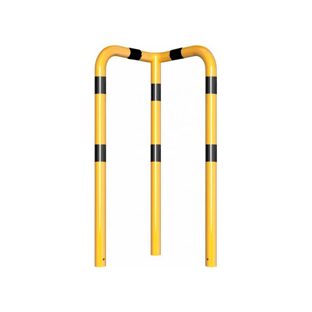 Rammschutzbügel 90° gleichschenkelig Ø 76 mm Stahlrohr zum einbetonieren gelb / schwarz B 600 mm H 1150 mm