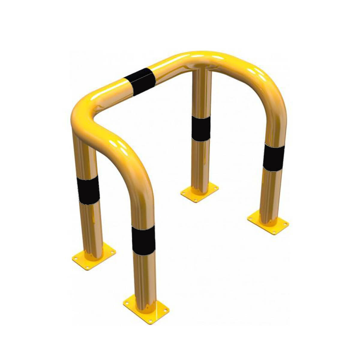 Rammschutzbügel Doppelbügel Ø 76 mm Stahlrohr für Dübelbefestigung gelb / schwarz B 750 mm H 650 mm